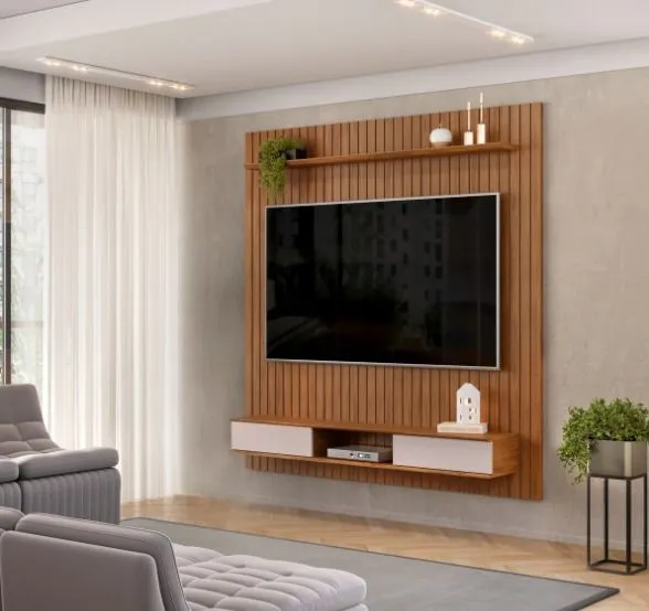 Painel para TV com Nicho e Prateleira - Moderno e Elegante Lexu