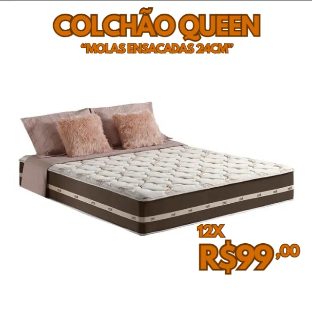 Colchão Queen com Molas Ensacadas, Conforto Macio e Revestimento de Alta Qualidade
