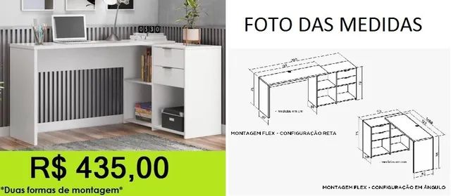 Escrivaninha de canto / reta