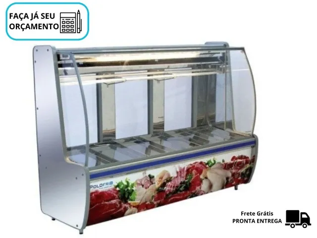 Balcão de Açougue 2M Polo Frio Vidro Curvo