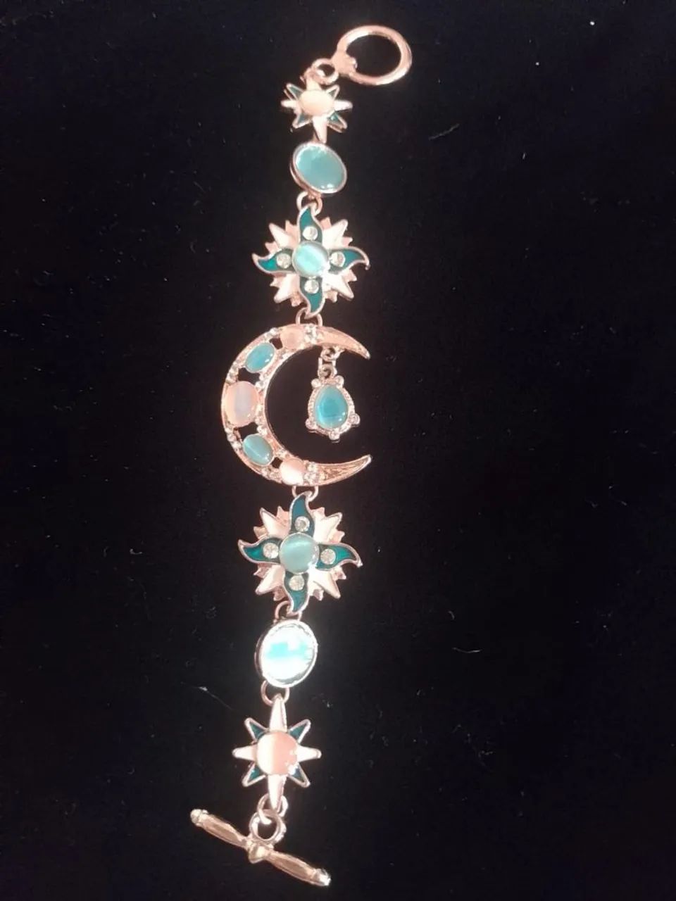 Conjunto de Colar, Brincos e Pulseira com Motivos de Lua e Estrelas - Foto 2