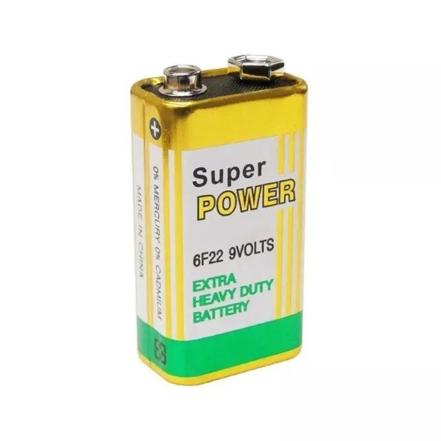 Bateria Pilha 9v Retangular Power 6f22 Super Heavy Dut Zinco