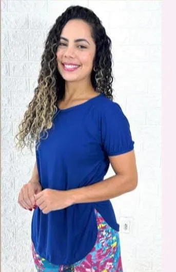 Blusa Baby Look Dry Solution Cor Azul Tamanhos M e G AM Moda Fitness