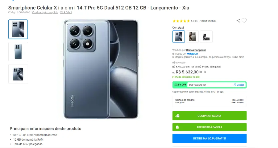 Xiaomi 14 T Pro 512/12gb - Praticamente novo