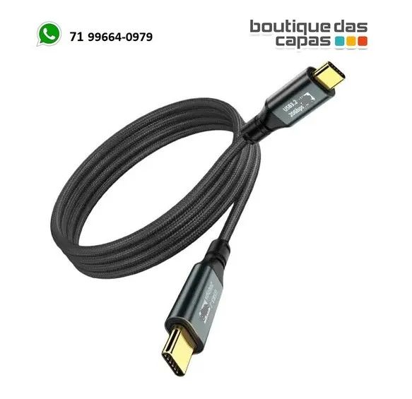 CABO TIPO C x TIPO C CARREGAMENTO 240W 20GPS AUDIO E VIDRO 4K 1.80M CB116 THUNDERBOLT - Foto 3