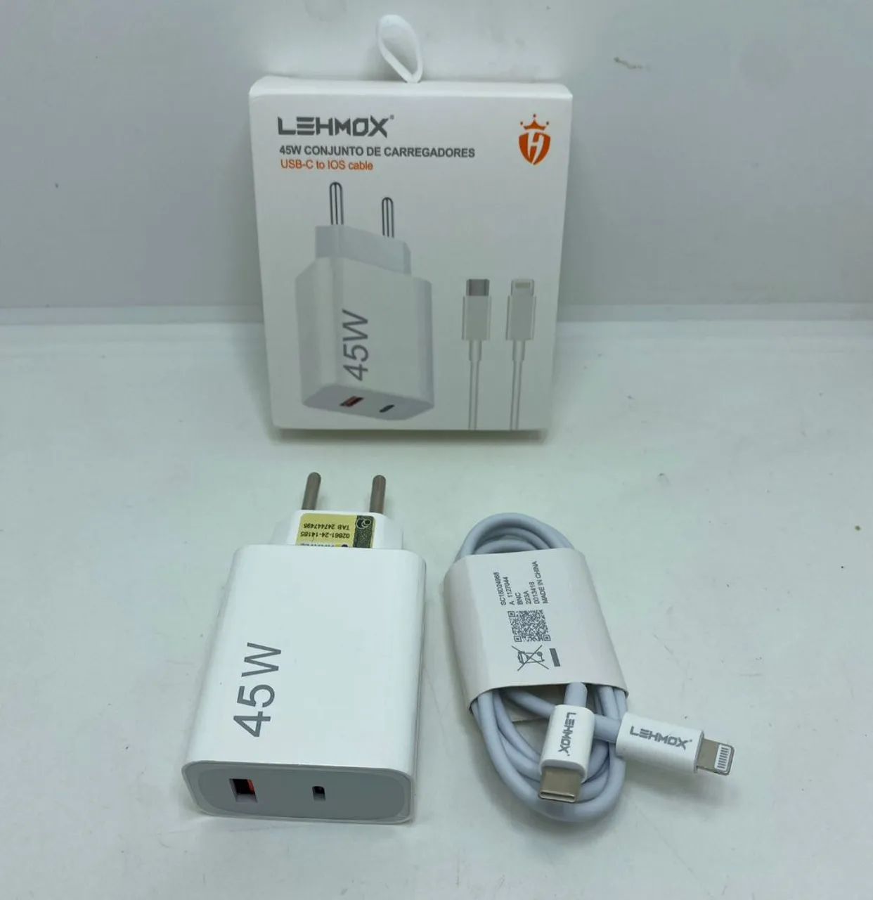 Carregador 45W LEHMOX USB-C para iPhone - Novo