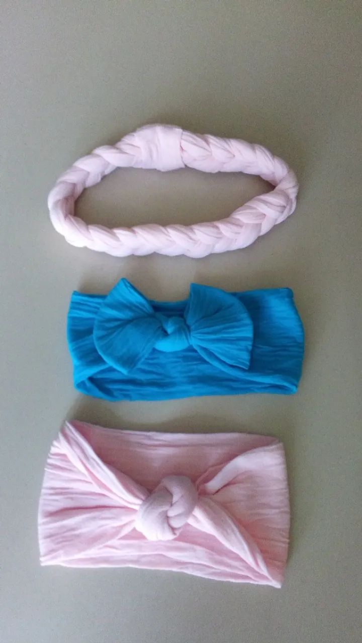 Kit com 3 turbantes para bebe