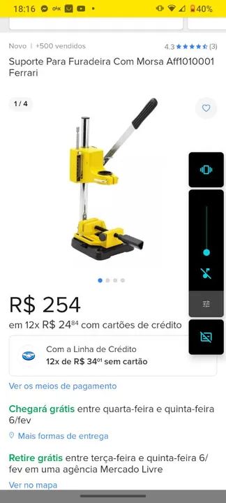 Suporte para furadeira com morsa Ferrari - Foto 2