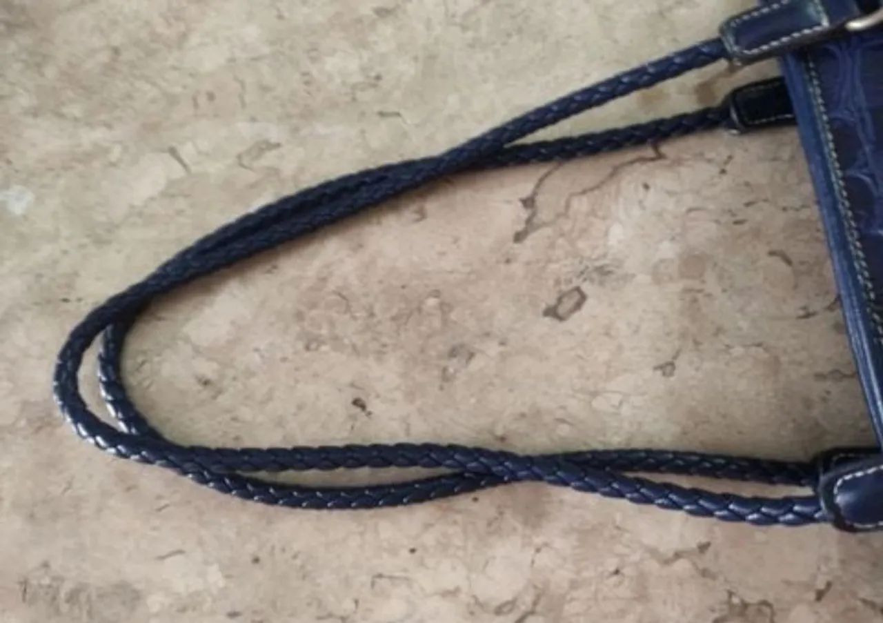 Bolsa couro estrutural azul  - Foto 3