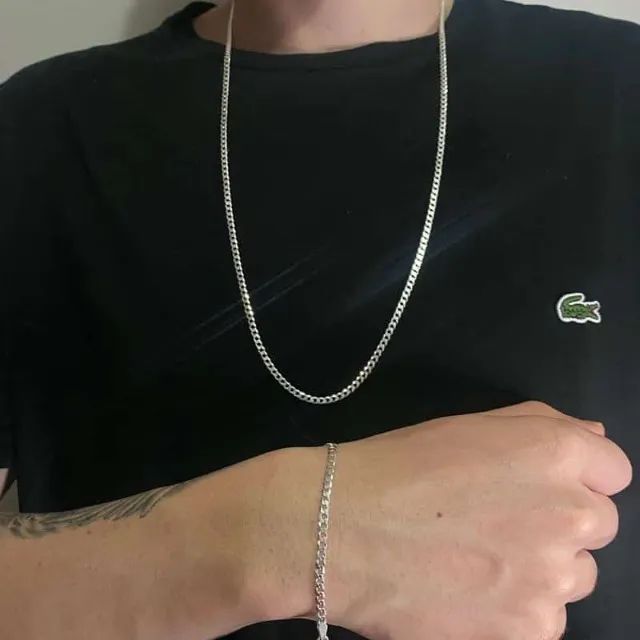 Prata 925 Corrente Escamada 3mm 70 cm  - Foto 2