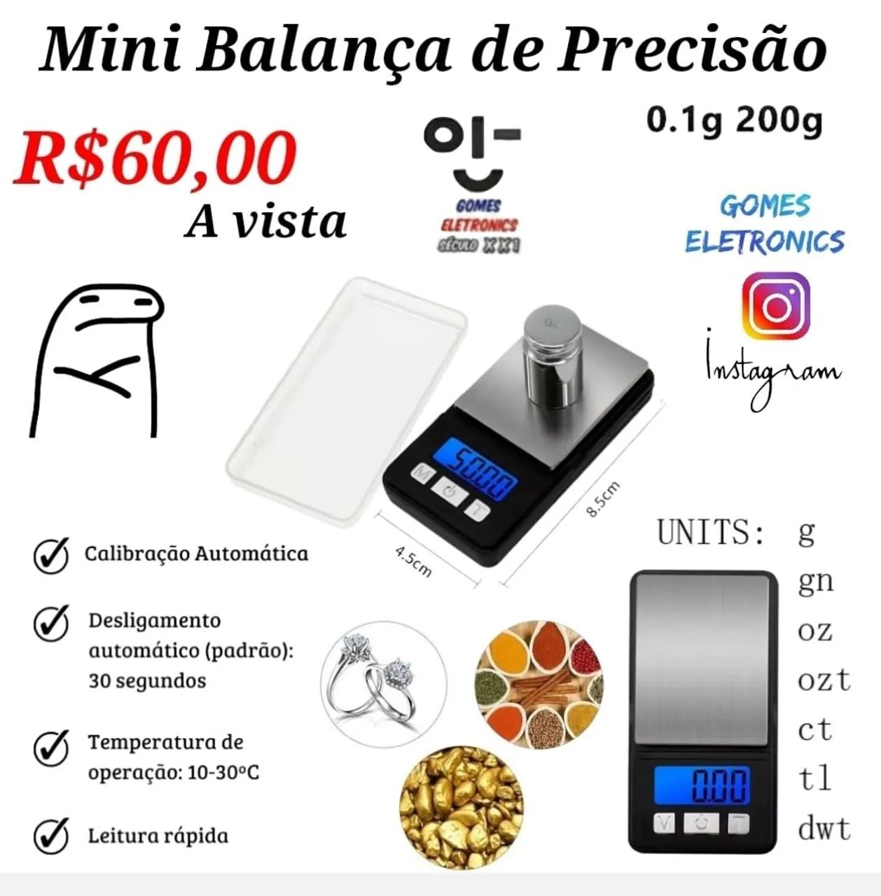 Mini Balança de Precisão de Bolso 200g - Foto 5
