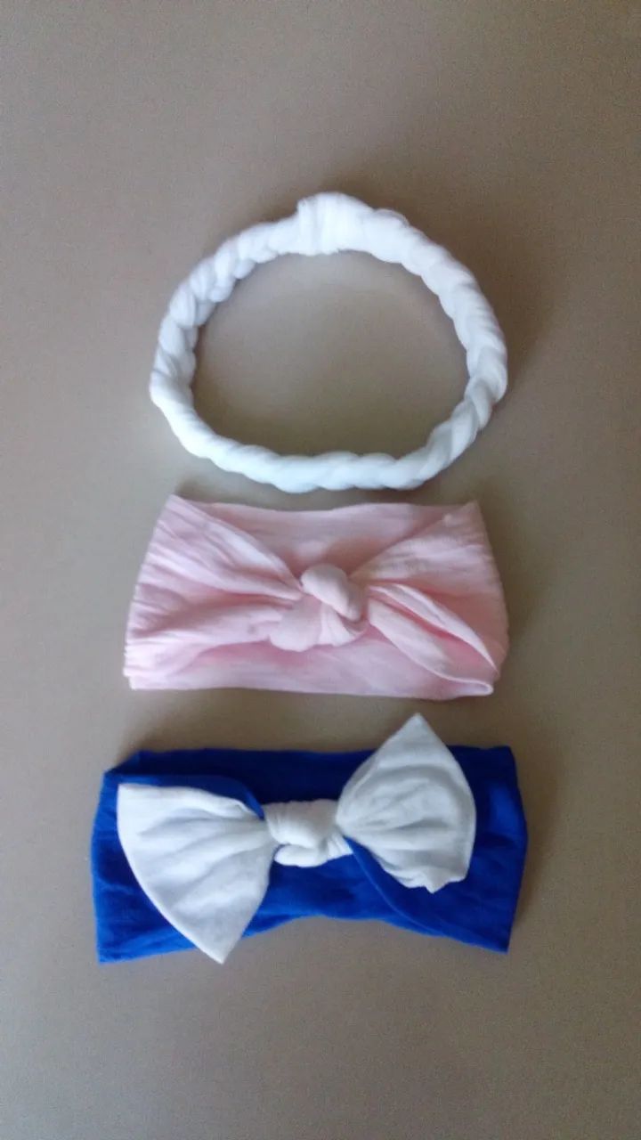 Kit com 3 turbantes para bebe - Foto 4