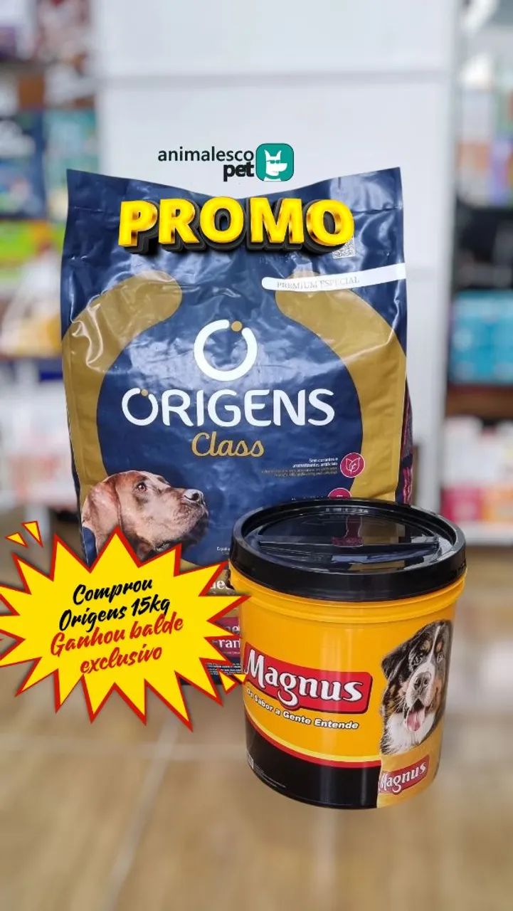 Ração Origens 15kg + Balde Magnus Grátis