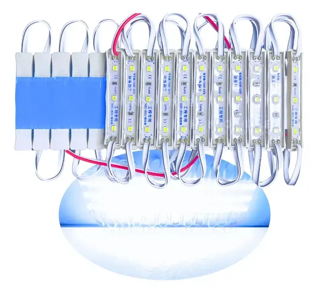 Kit 100 Módulos de Led 2835 3-Leds 12v a Prova D'água Branco