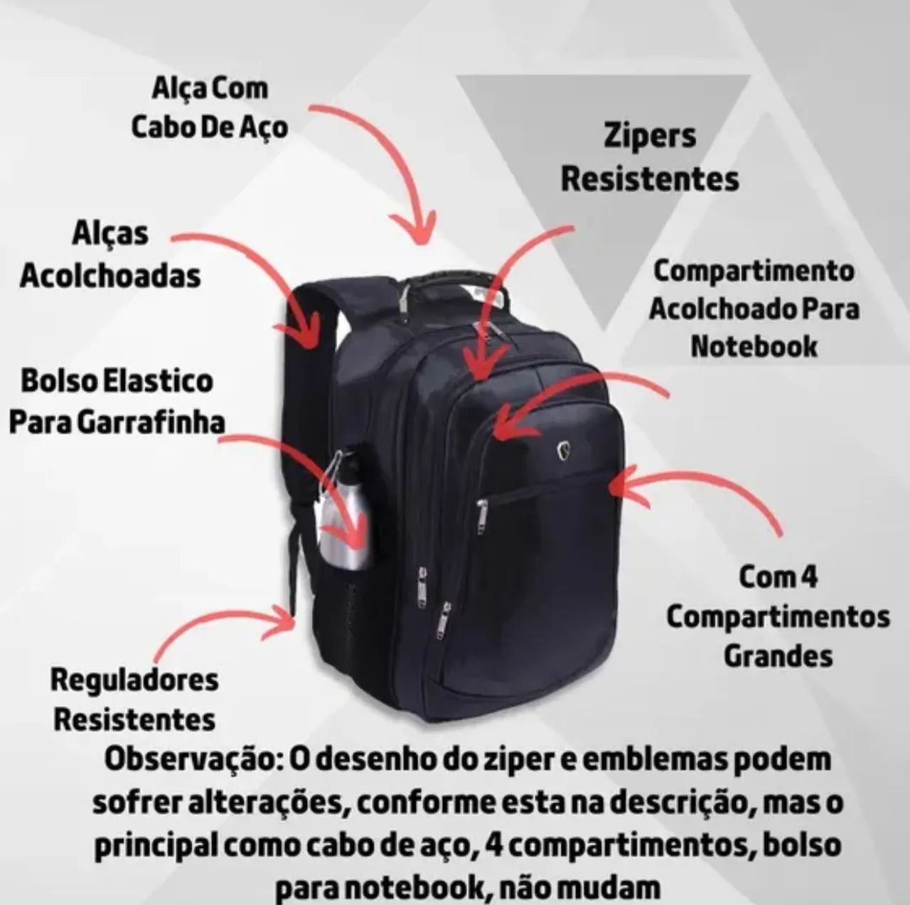 Mochila Preta - Moderna e Resistente - Foto 2