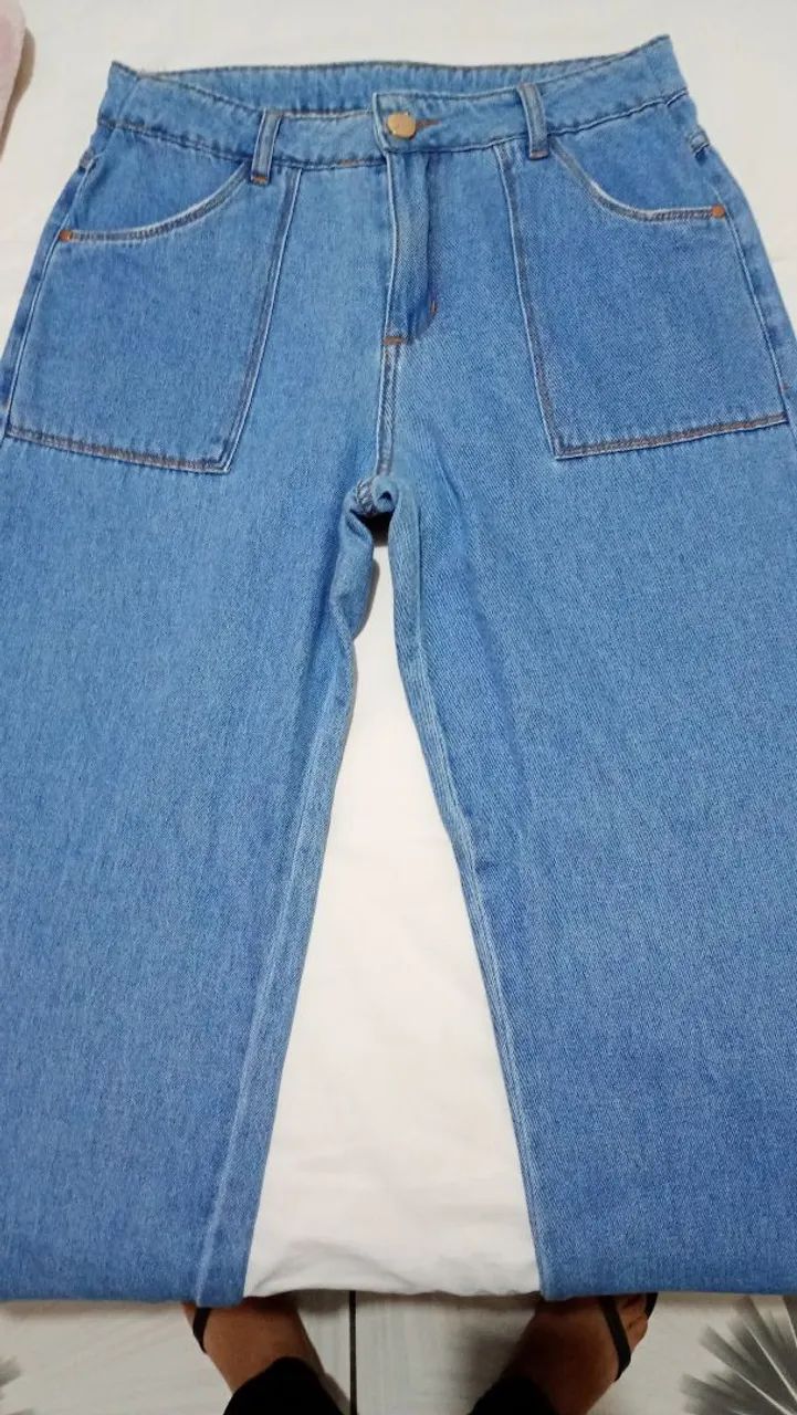 Calça Jeans Wide Leg com Bolsos Frontais  - Foto 2
