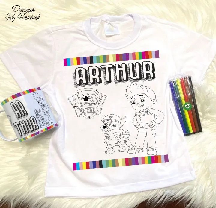 Canecas , Camisetas, Pijamas Decoradas com Desenhos para Colorir - Foto 5