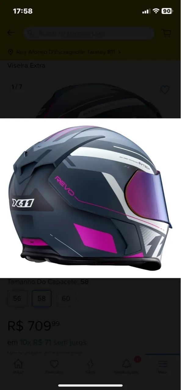 Capacete X11 REVO Preto e Rosa - Foto 2