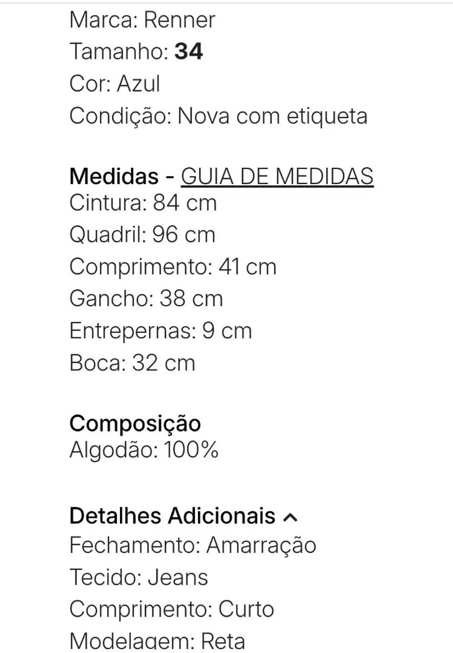 Short Jeans 34 Novo Clochard Renner  Cintura Alta - Foto 5