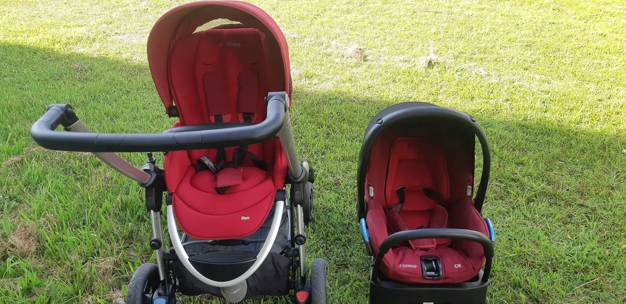 Carrinho de Bebê e Bebê Conforto com base veicular Maxi cosi