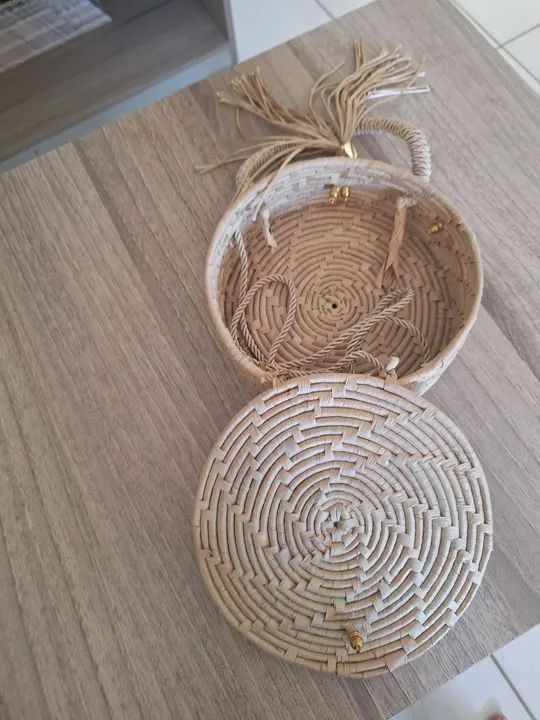 Bolsa de palha redonda com tassel - Foto 5