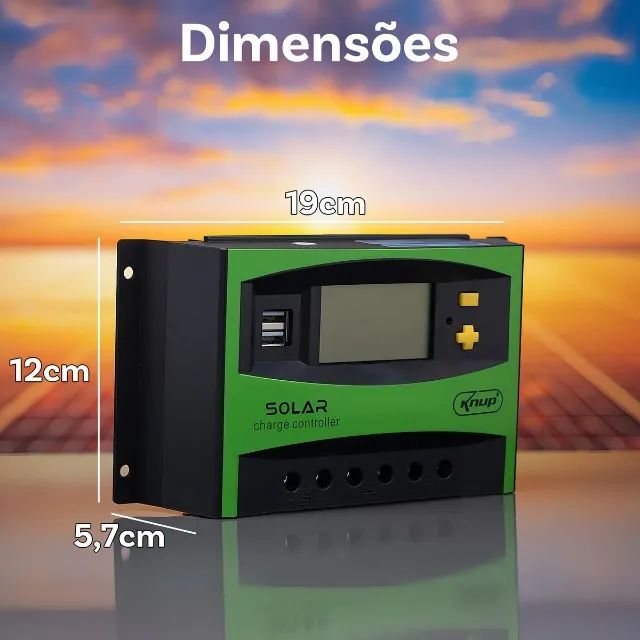 Controlador De Carga Solar Pwm 40a 12v / 24v Usb Automático - Foto 4