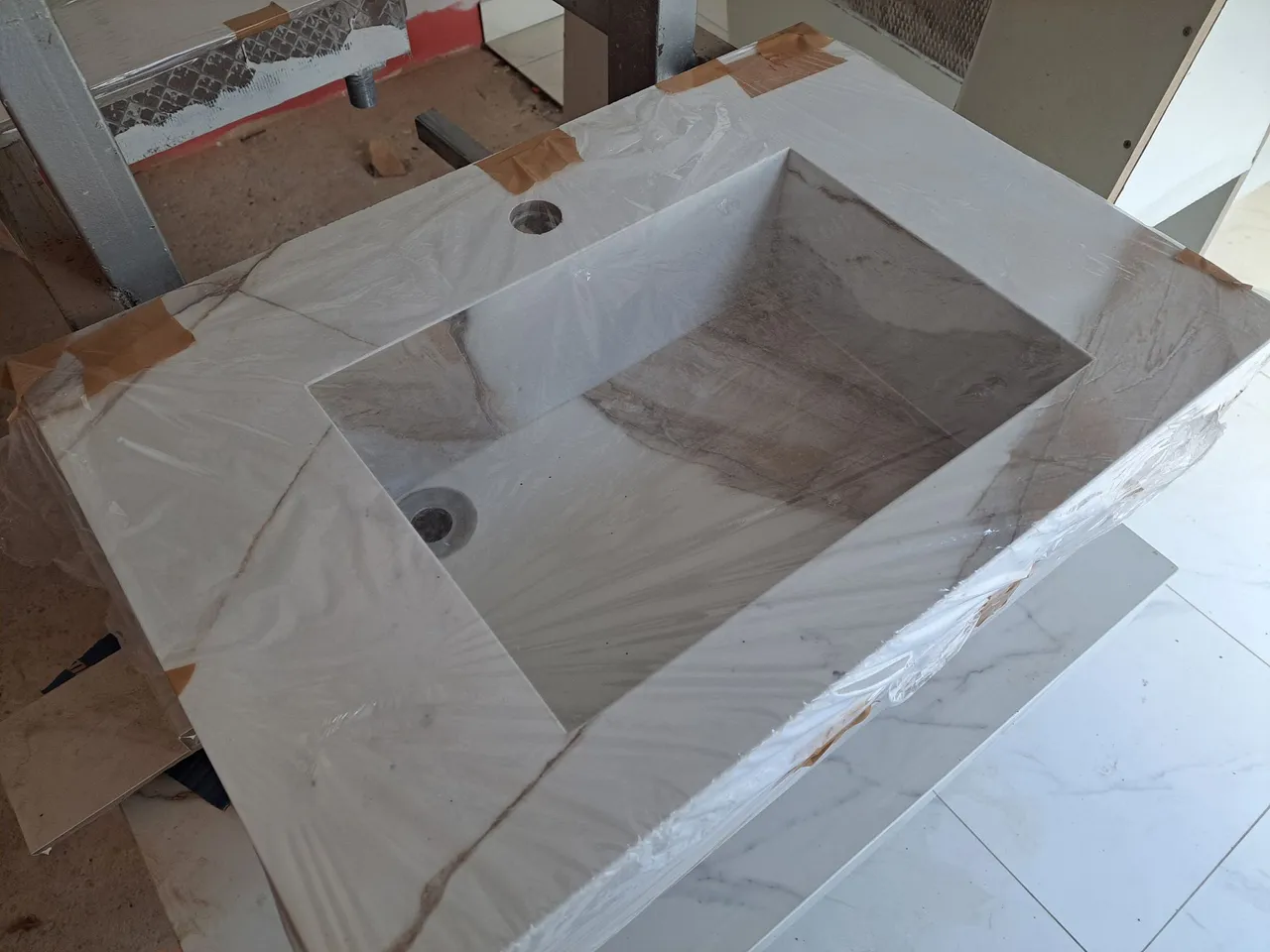 Kit pia e nicho em porcelanato