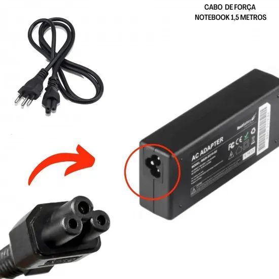 Cabo De Força Para Fonte Notebook Dell Tv LG Tripolar 1,5 metro - Foto 2