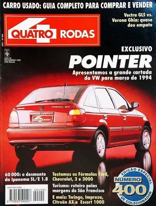 VW Pointer GTI, Escort Hobby 1000, Vectra GLS 1994 - Revista Quatro Rodas