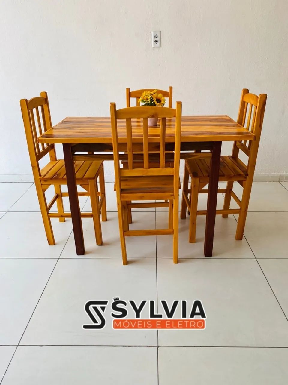 Conjunto fixo 4 lugares envernizado  - Foto 4