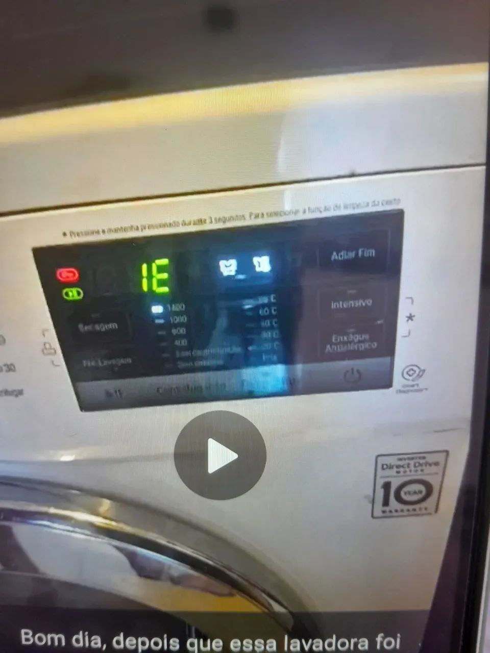 Lava e seca LG com defeito 
