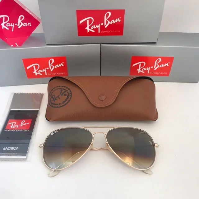 Óculos de Sol ray-ban aviador marrom lentes de cristal - Foto 3