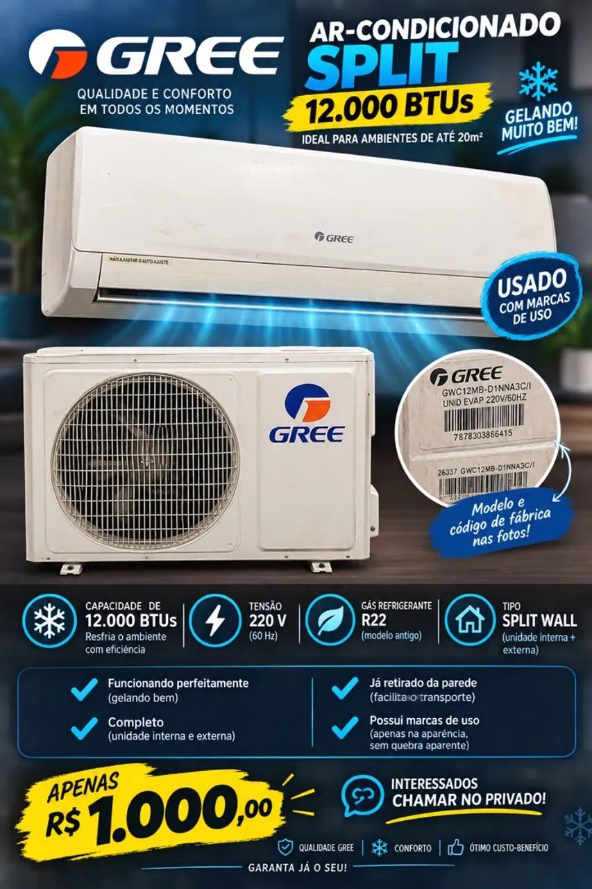 Ar condicionado split 13.000 Btu gree