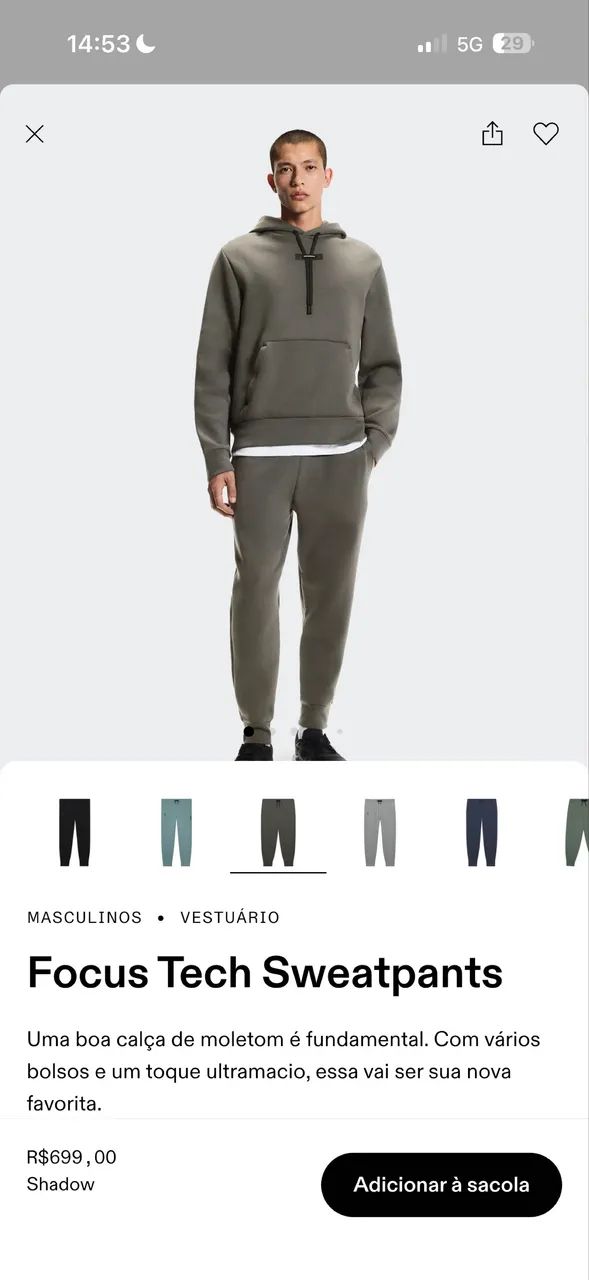 Calça on running focus tech sweatpants shadow - Foto 3