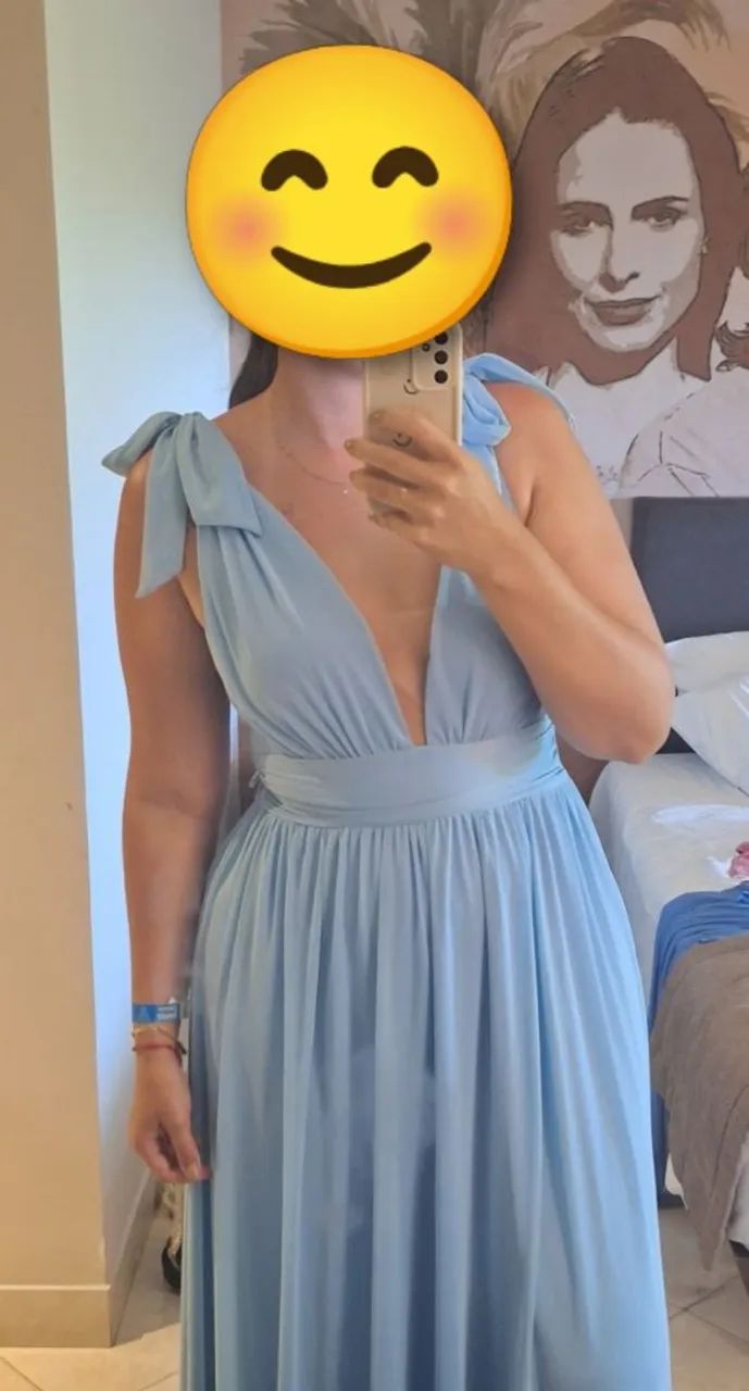 Vestido longo azul serenity ? elegante e delicado - Foto 3