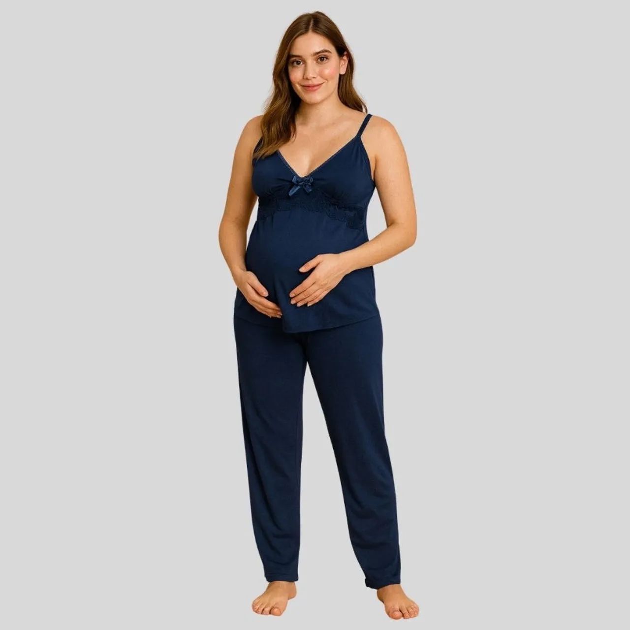 KIT 02 Pijamas Amamentação com Renda e Blusa abertura em Click Alça Reforçada - Foto 3