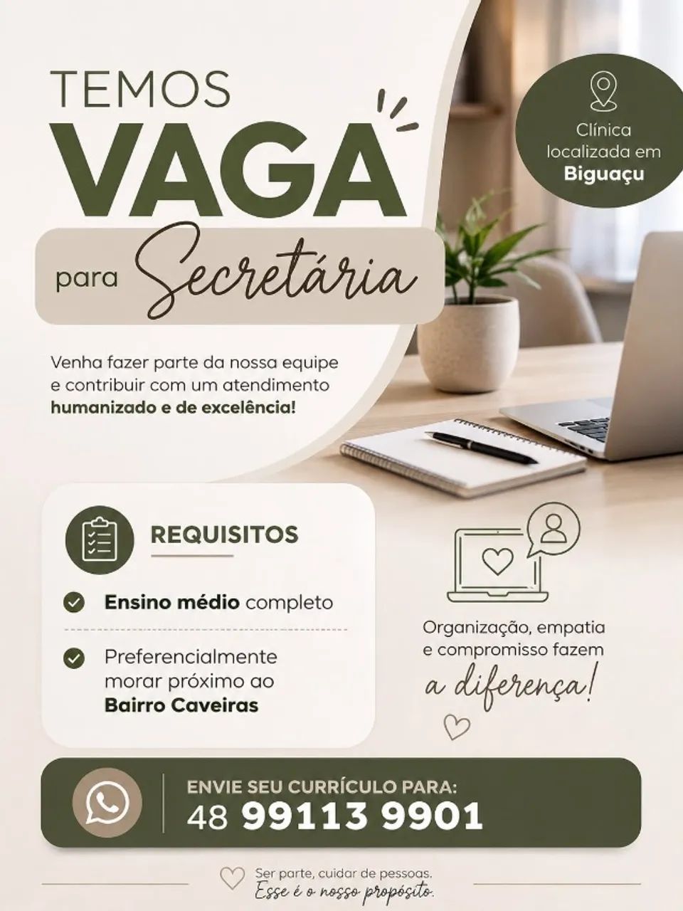 Vaga de emprego - Secretária 