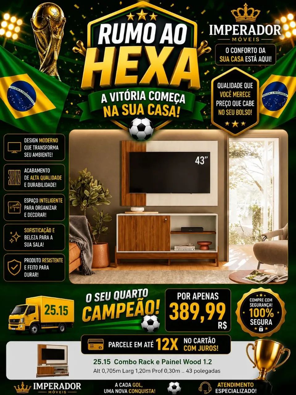 Rack com Painel Wood 