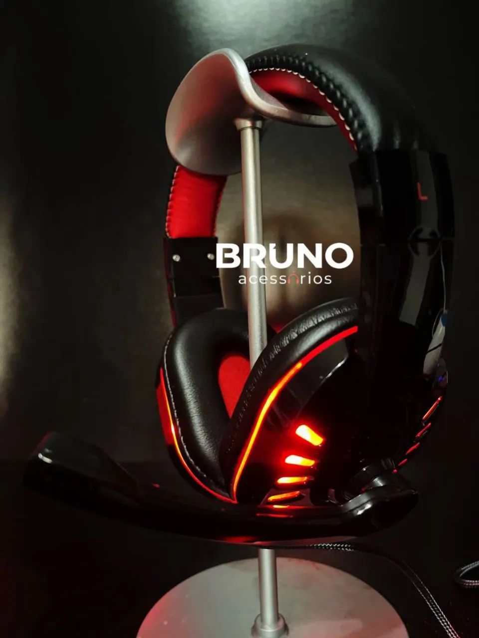 Headset gamer para pc com led 