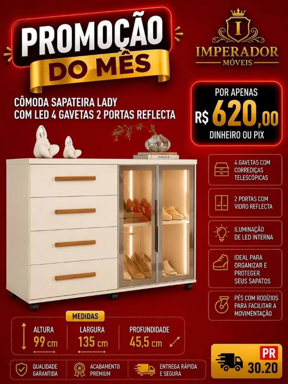 Cômoda sapateira lady 