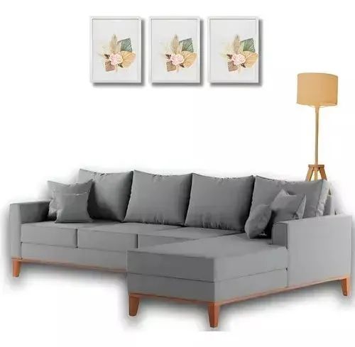 Sofá 4 lugares beny com chaise esquerda ou direito linho cru