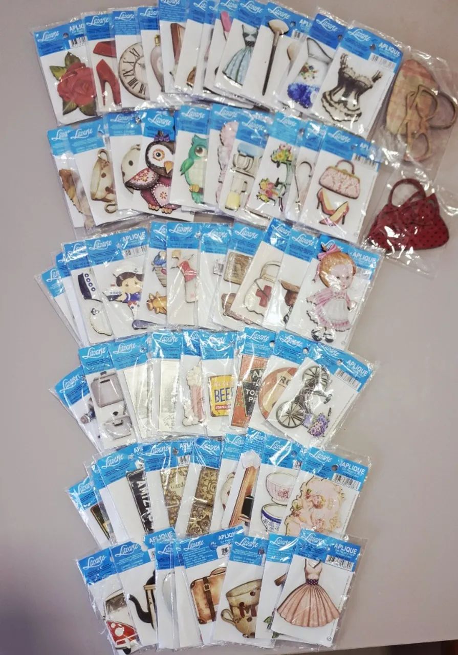 Kit de 118 Apliques MDF e Papel Litoarte e outros diversos 