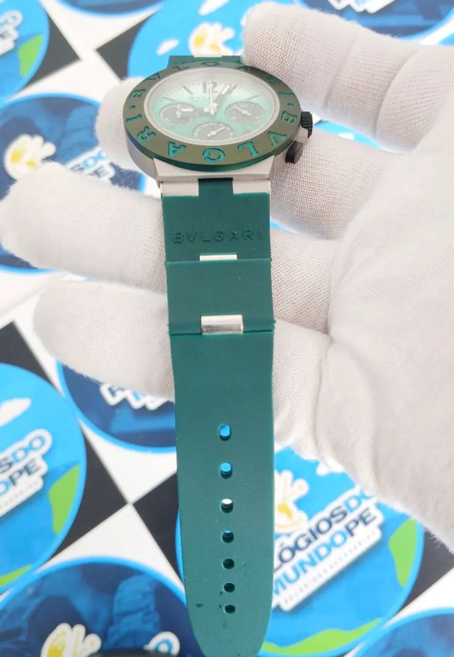 RELÓGIO BVLGARI ALUMINIUM CHNOGRAPH VERDE - Foto 2