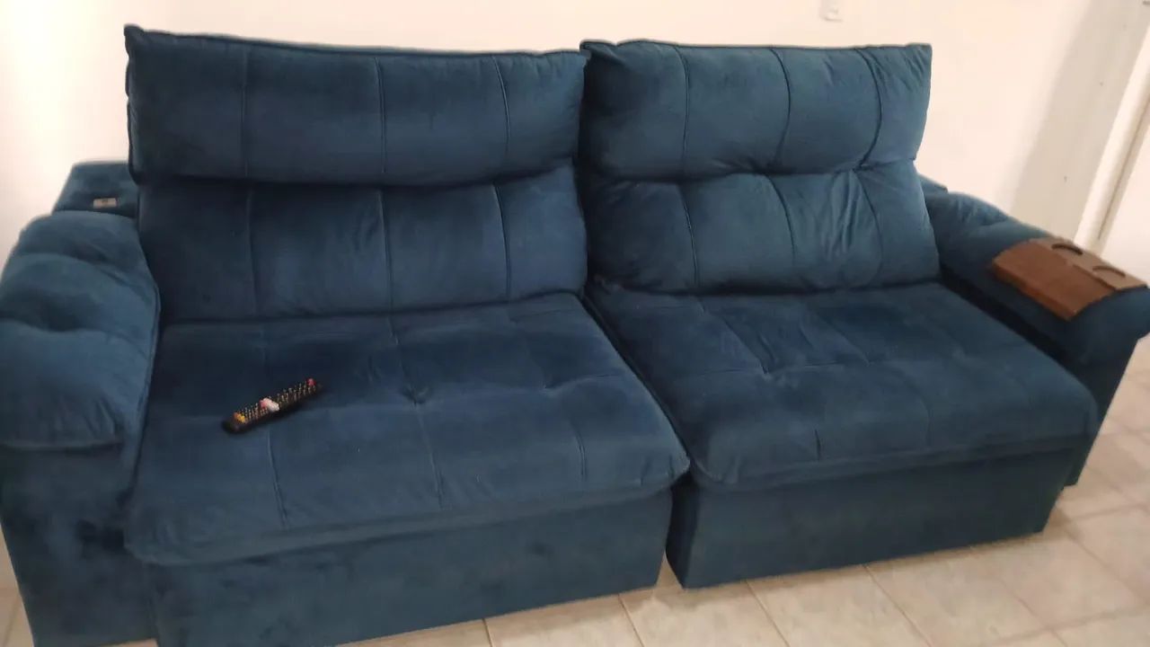 Sofá 4 lugares azul  - Foto 2
