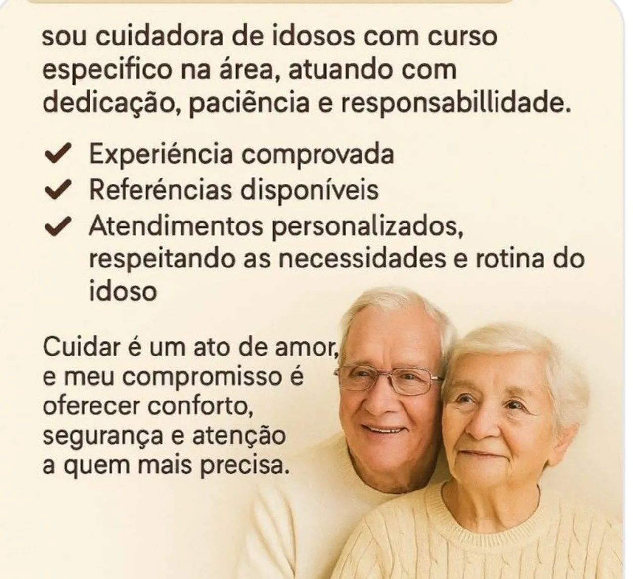 Ofereço o meu trabalho com muita responsabilidade.