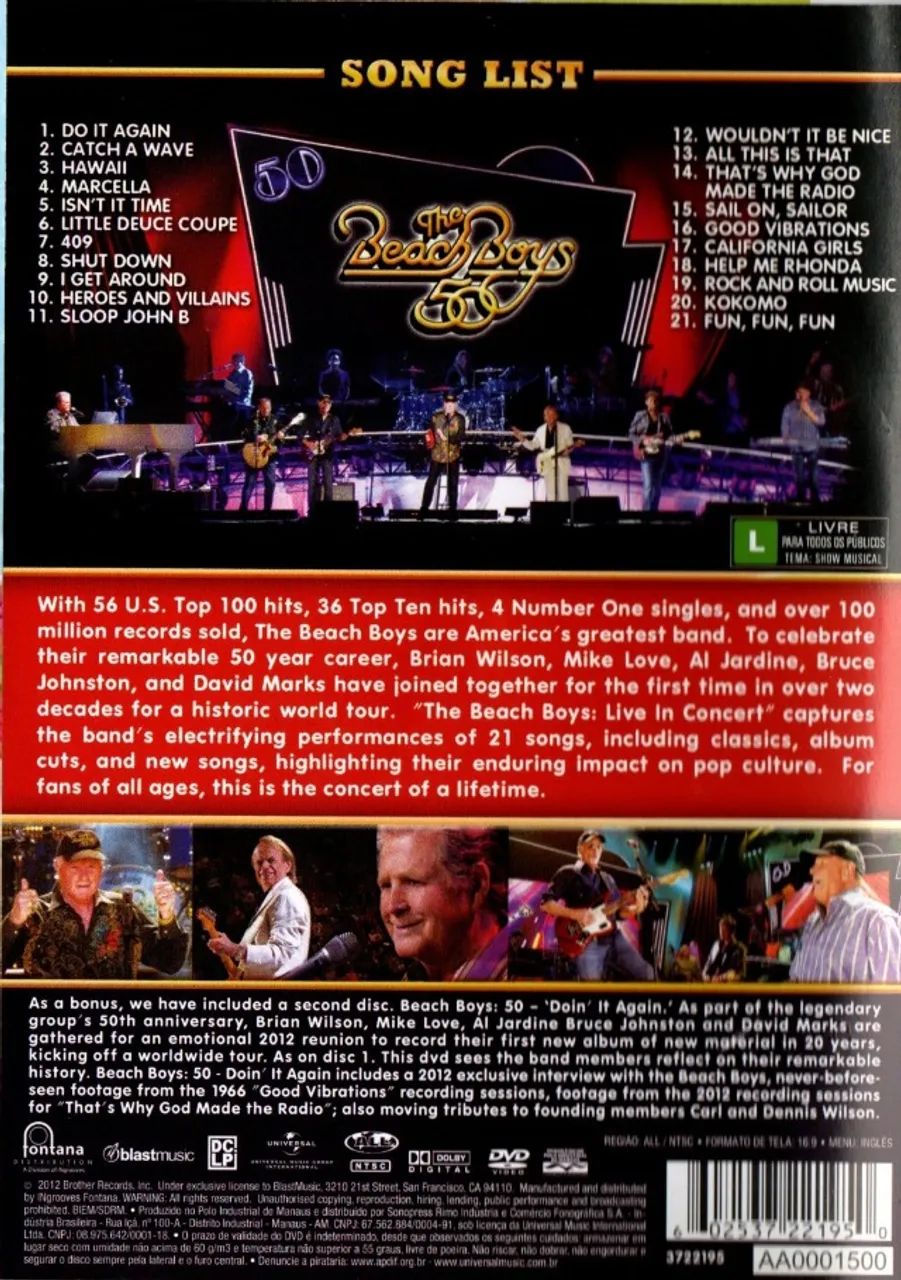 Dvd The Beach Boys - 50 Live In Concert - Foto 2