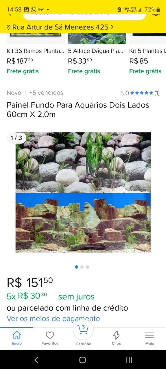 BACKGROUND PAINEL DUPLA FACE PARA FUNDO DE AQUÁRIOS 2M X 60CM NOVO  - Foto 6