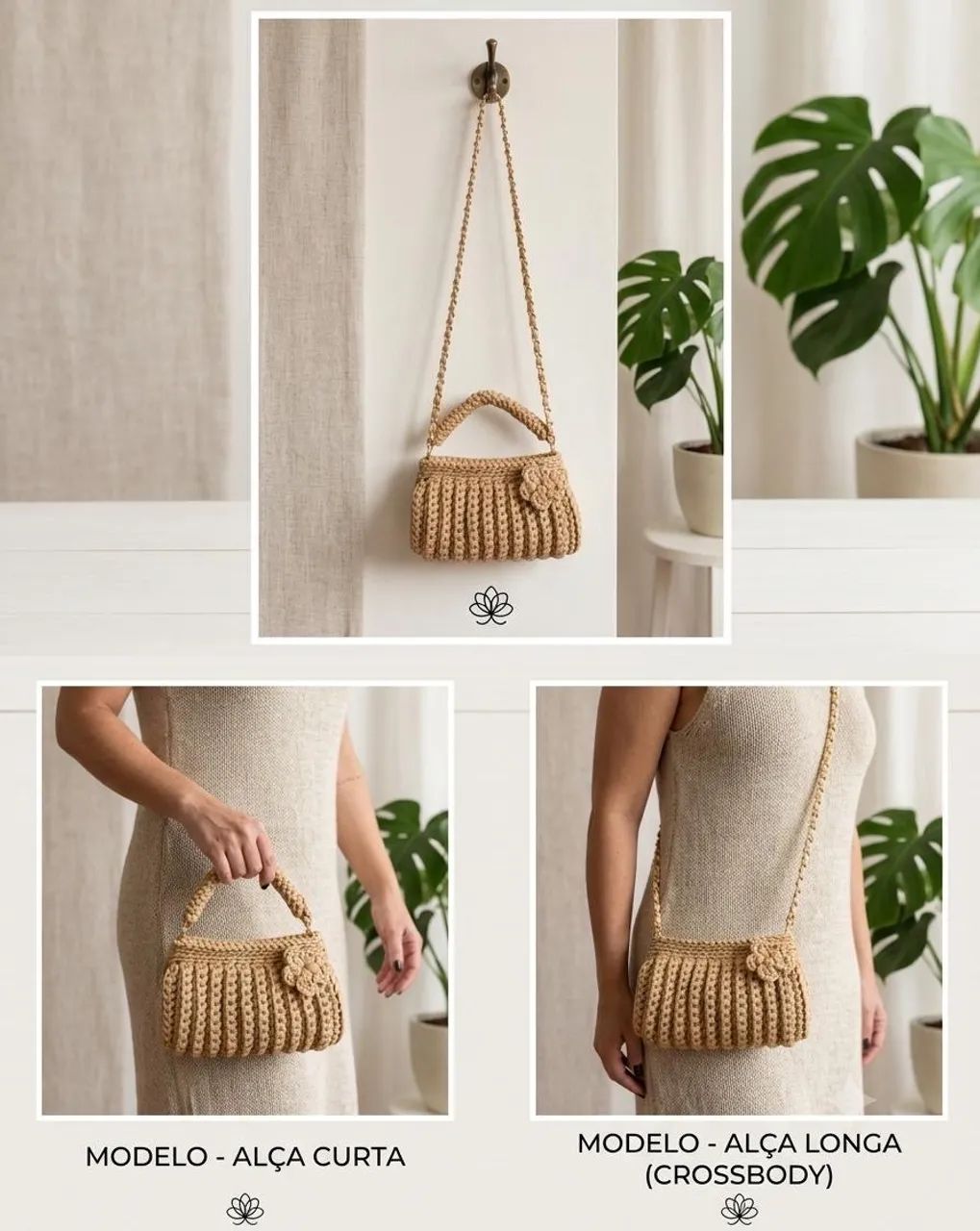 Bolsa de crochê feita a mão 