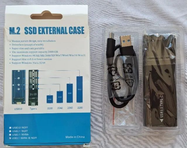 Case Ssd M.2 Nvme E Sata Para Usb 3.1 E Type-c - Foto 3