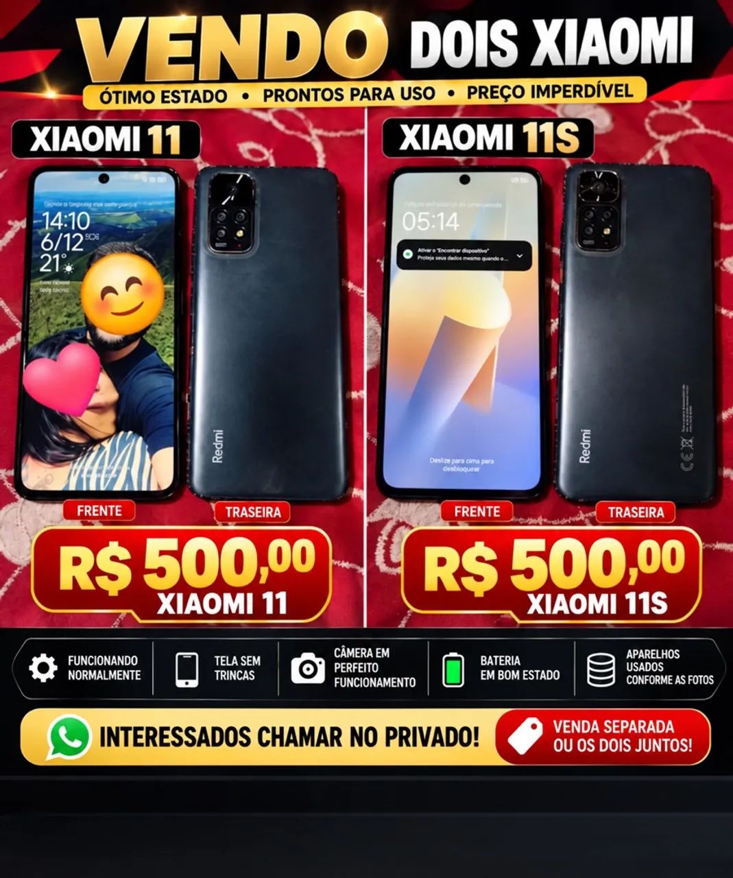 Vendo Redimi 11 R$ 450,00 cada